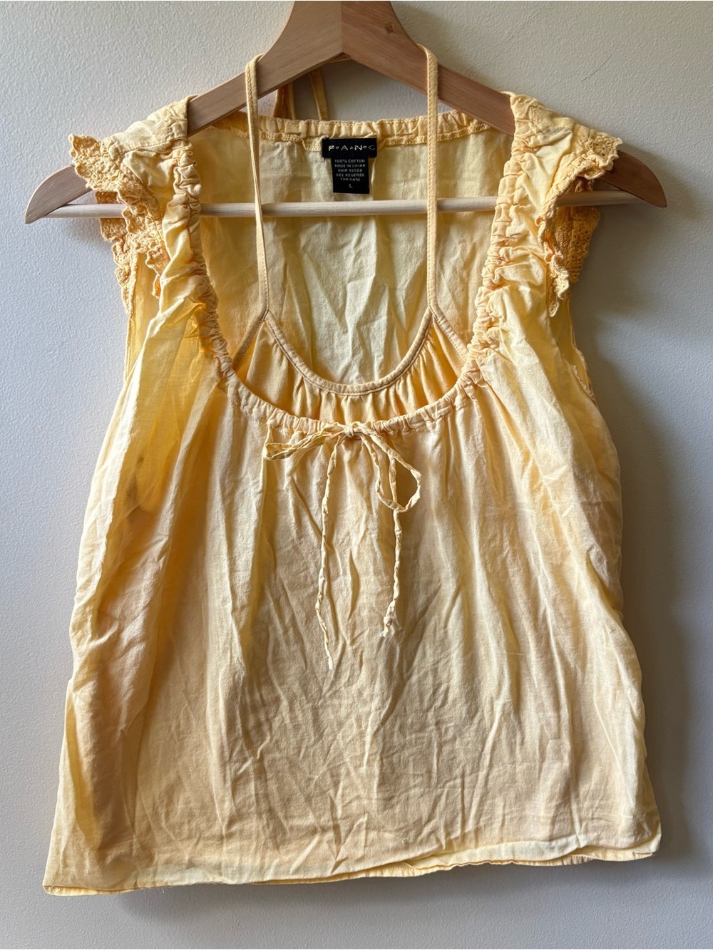 Fang Pastel Yellow Cotton Y2K Top